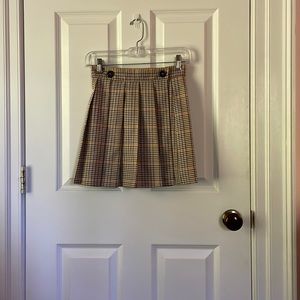 Orange brown and cream pleated skirt